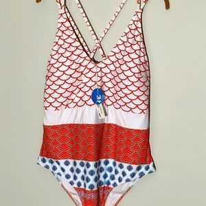 Cupshe bathing suit, NWT, labeled 2X, measures PTP 20” with lots of stretch.